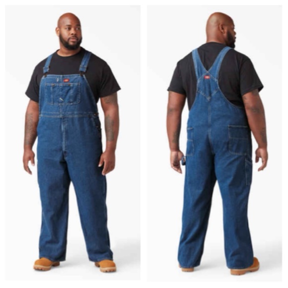 Dickie’s Men’s Classic Stonewashed Indigo Bib Overalls 46x30 - Picture 1 of 13